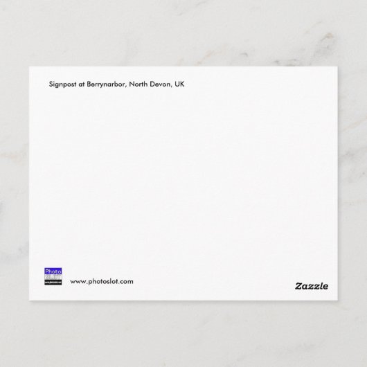 Signpost te Berrynarbor, North Devon, VK Briefkaart (Achterkant)
