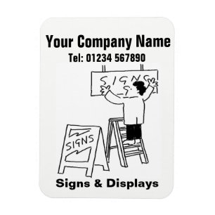 Signs & Display Cartoon. Zakelijke promotie Magneet