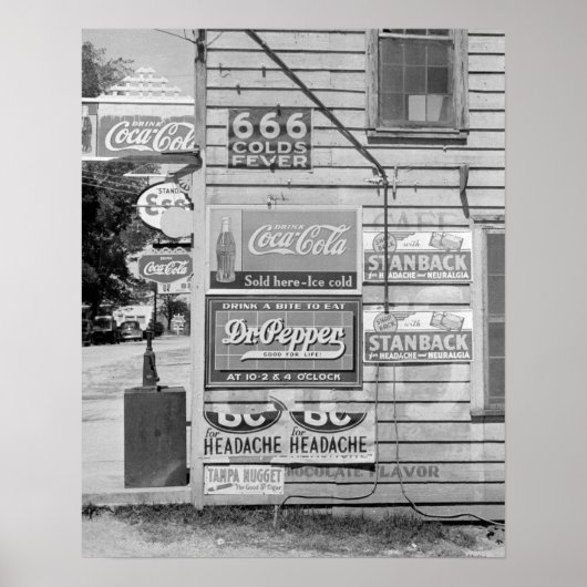 Signs on a General Store, 1938.  foto Poster (Voorkant)