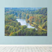Sigulda Autumn in de rivier de Picturesque Gauja Canvas Afdruk (Insitu (Houten vloer))
