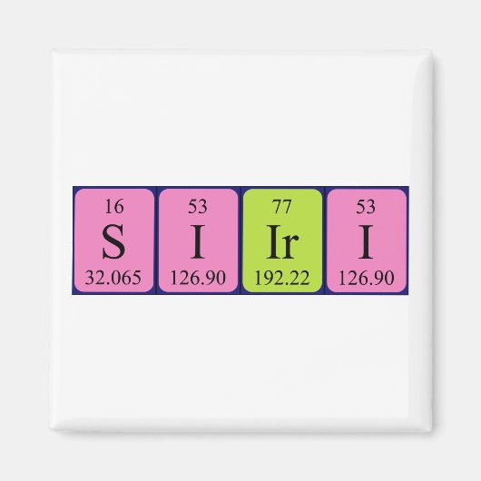 Siiri periodieke tabelnaam magneet (Voorkant)