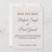 Sikh bruiloft-koppels zijn bedoeld om de datum-Kaa Save The Date (Achterkant)