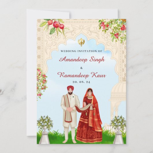 Sikh bruiloft uitnodiging Sikh bruiloft kaarten (Voorkant)