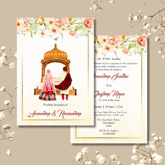 Sikh faire-part de mariage Punjabi faire-part de m