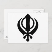 Sikh Khanda Black Briefkaart (Voorkant / Achterkant)