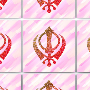 Sikh Khanda Glittery Symbool Tegeltje