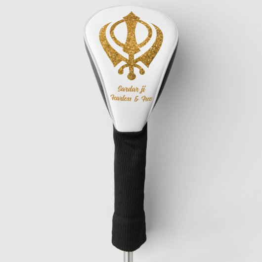 Sikh Khanda "Onbevreesd & Vrij" Golfheadcover (Voorkant)
