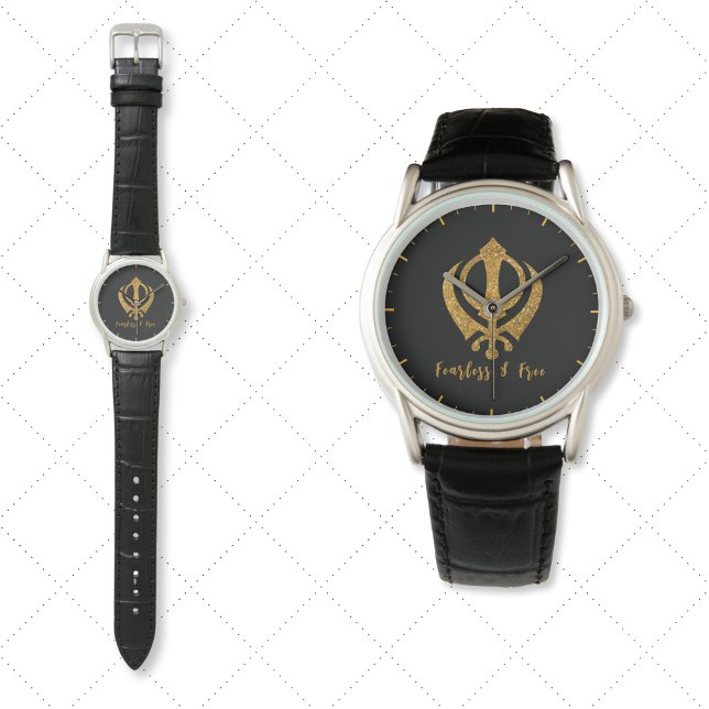 Sikh Khanda "Onbevreesd & Vrij" Horloge (Creator heeft geüpload)