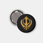 Sikh Khanda "Onbevreesd & Vrij" Magneet (Voorkant / Achterkant)