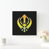 Sikh Khanda Wall Clock Vierkante Klok (Huis)