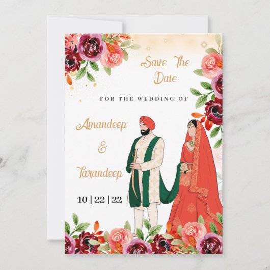 Sikh trouwuitnodiging Punjabi trouwuitnodiging Kaart (Voorkant)