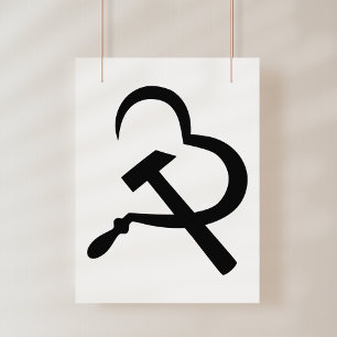Sikkel En Hamer, Hart, Liefde, Communisme Foto Afdruk