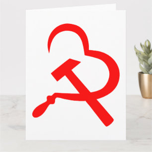 Sikkel en hamer, hart, liefde, communisme kaart