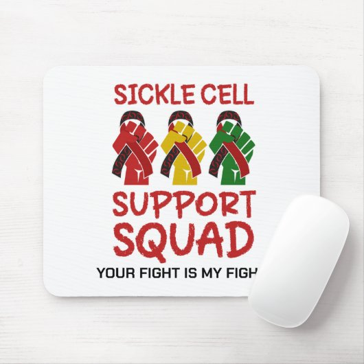 SIKKELCEL SUPPORT SQUAD met aangepaste tekst Muismat (Met muis)