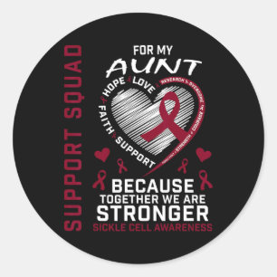 Sikkelcelbewustzijn Shirt Tante Support Squad GRO Ronde Sticker