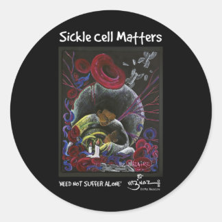 Sikkelcelproblemen - hoeven niet alleen te lijden  ronde sticker