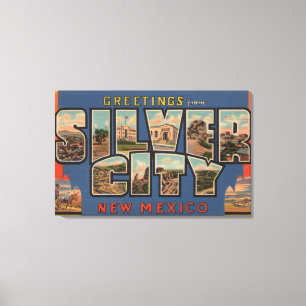 Silber City, New Mexico - Grote Letter-scènes Canvas Afdruk