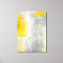 'Silence' Grijs en Geel Abstract Kunstdruk Canvas Afdruk