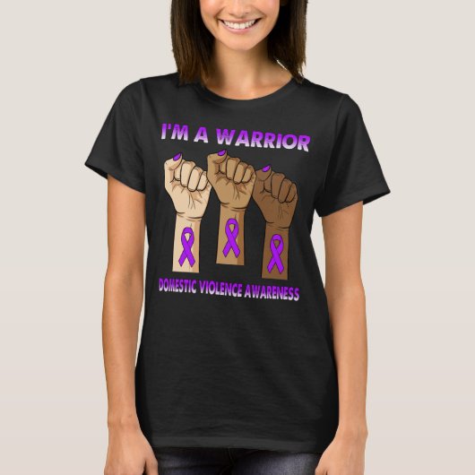 Silence Hand I'm a Warrior Domestic Violence T-shirt (Voorkant)