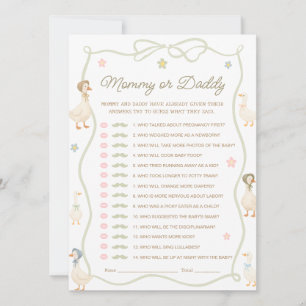 Silencieux Baby shower d'oie maman ou papa carte d
