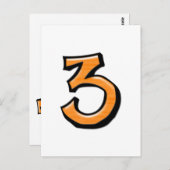 Silencieux Numéro 3 orange blanc carte postale (Devant / Derrière)