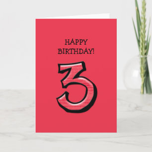 Silencieux numéro 3 rouge carte d'anniversaire