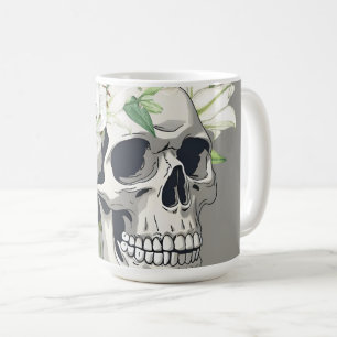 Silent Bloom: Schedel en witte lelies Koffiemok
