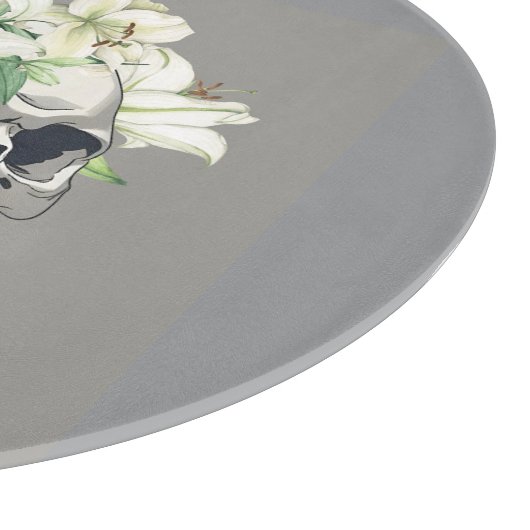 Silent Bloom: Schedel en witte lelies Snijplank (Hoek)