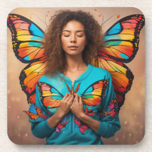 Silent Butterfly Girl Hard Plastic Onderzetter