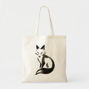 Silent Fox – Minimalistische inktborstel op Canvas Tote Bag