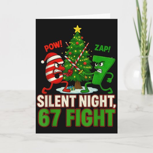 Silent Night 67 Fight Funny Christmas Kaart (Voorkant)