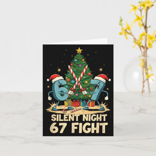 Silent Night 67 Fight Funny Christmas Tee Kaart (Gele Bloem)