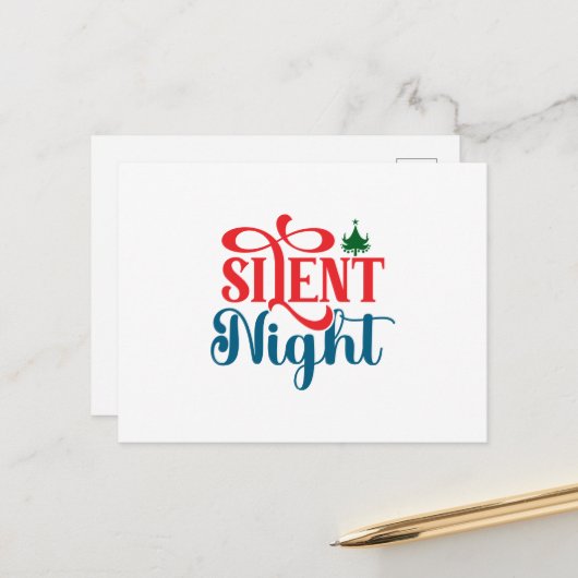 Silent Night Christmas Briefkaart (Voorkant / Achterkant in situ)