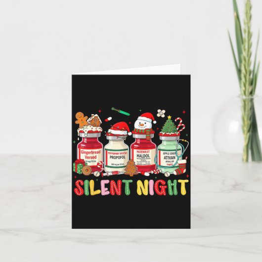 Silent Night Funny Nurse Christmas Design Kaart (Voorkant)