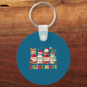 Silent Night Funny Nurse Christmas Design Long Sle Sleutelhanger (Voorkant)