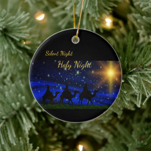 Silent Night Heilige Dacht met drie Mannen Kerstmi Keramisch Ornament