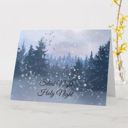 Silent Night Heilige Nacht Magic Winter Illustrati Kaart (Gele Bloem)