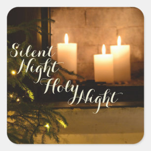 "Silent Night Heilige Nachtavond" Beloved kerstcar Vierkante Sticker