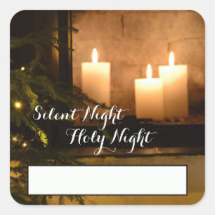 "Silent Night Heilige Nachtavond" Beloved kerstcar Vierkante Sticker
