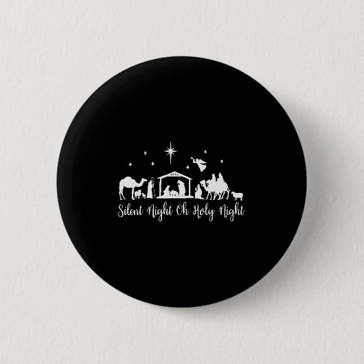 Silent Night Holy Night Nativity Scene Religious C Ronde Button 5,7 Cm (Voorkant)