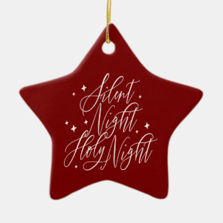 Silent Night Holy Night Red Christmas Star Keramisch Ornament