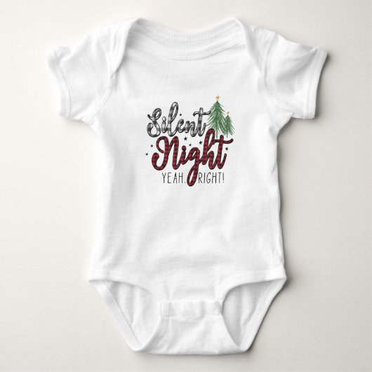 Silent Night Ja Juist Kerst Kind Wit Romper (Voorkant)