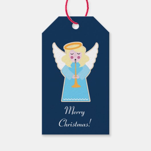 Silent Night kerstengel Cadeaulabel (Voorkant)