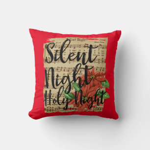 Silent Night Lyrics met Poinsettias Kussen