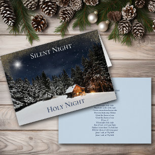 Silent Night Mountain Forest Cabin Christmas