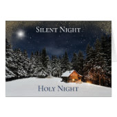 Silent Night Mountain Forest Cabin Kerstmis (Voorkant Horizontaal)