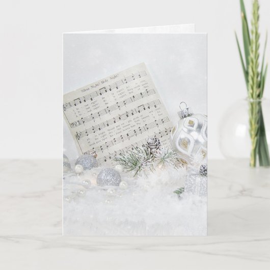 Silent Night Music met Ornaments Feestdagen Kaart (Voorkant)