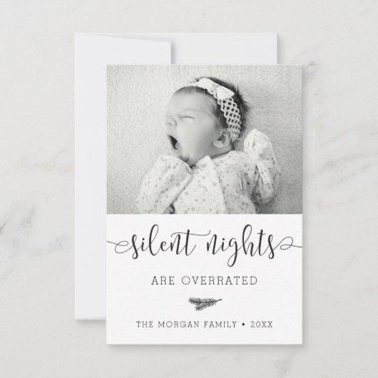 Silent Night New Baby-kerstfotokaarten Bedankkaart (Voorkant)