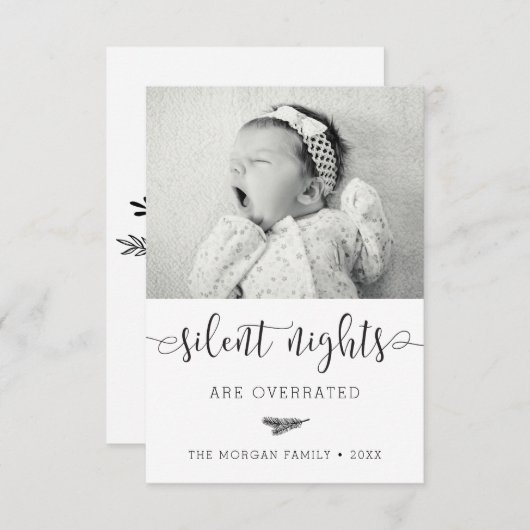 Silent Night New Baby-kerstfotokaarten Bedankkaart (Voorkant / Achterkant)
