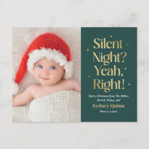 Silent Night Nouveau bébé Funny Christmas Carte po